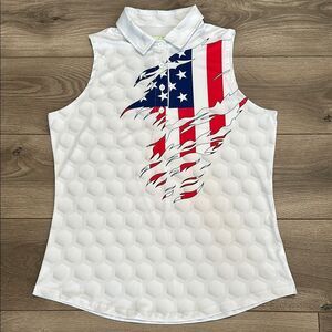 Obnoxious Golf The Patriot Sleeveless Golf Tennis Polo Red White Blue Size Large
